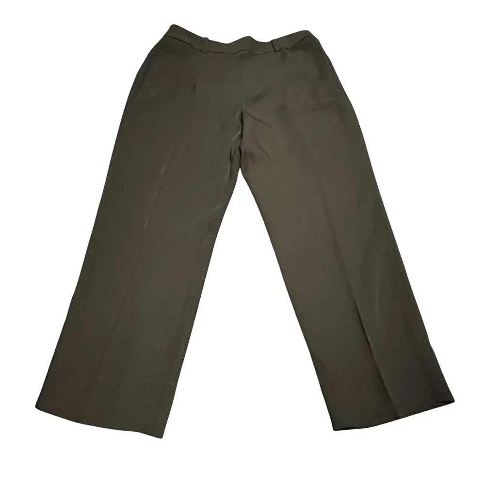 Vince Olive Green Wide Leg Trousers‎ High Waist Elastic Back Pants Womens XL